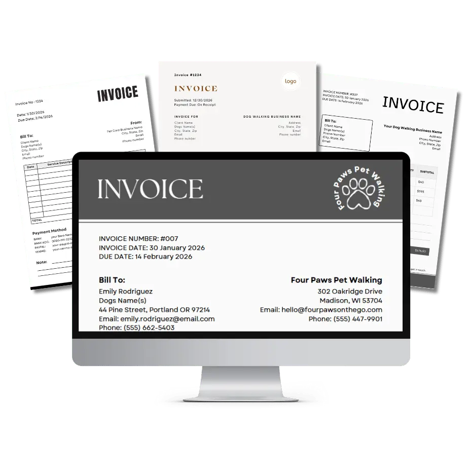 invoice template dog walking